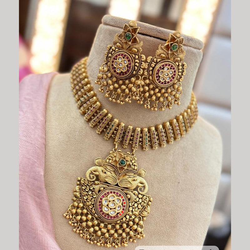 Jewel Addiction Gold Plated Kundan Stone Necklace Set