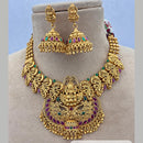 Jewel Addiction Gold Plated Pota Stone And Pearls Temple Choker Necklace Set