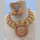 Jewel Addiction Gold Plated Pota Stone Temple Necklace Set