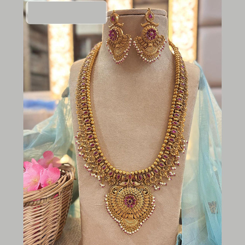 Jewel Addiction Gold Plated Pota Stone Long Necklace Set