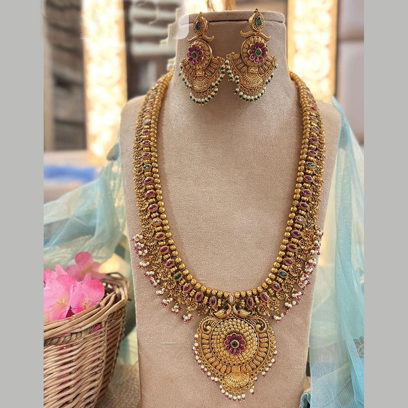 Jewel Addiction Gold Plated Pota Stone Long Necklace Set