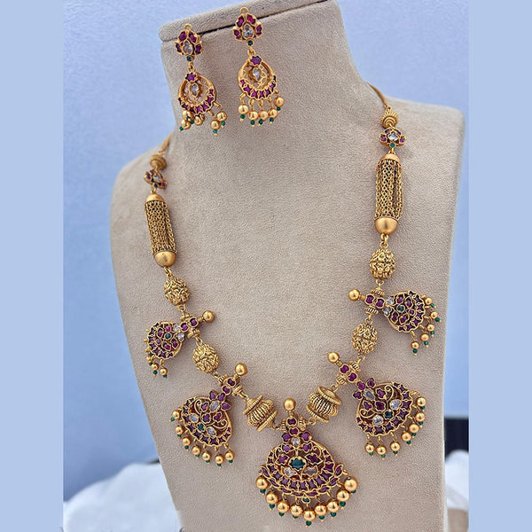 Jewel Addiction Gold Plated Pota Stone Long Necklace Set