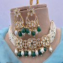 Jewel Addiction Gold Plated Polki Kundan Stone And Pearls Choker Necklace Set