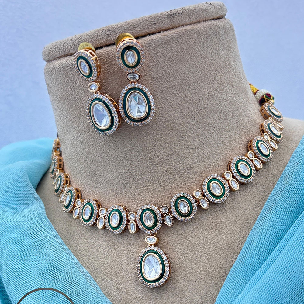 Jewel Addiction Gold Plated Polki Kundan Stone And Meenakari Necklace Set