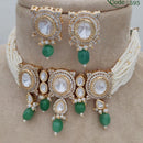 Jewel Addiction Copper Gold Plated Polki Kundan Stone Beads Choker Necklace Set
