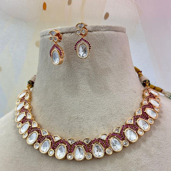 Jewel Addiction Gold Plated Kundan Stone And Pearls Necklace Set