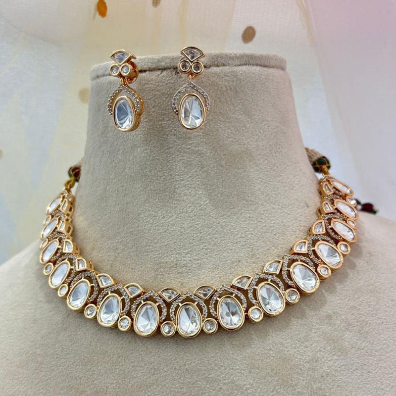 Jewel Addiction Gold Plated Kundan Stone And Pearls Necklace Set