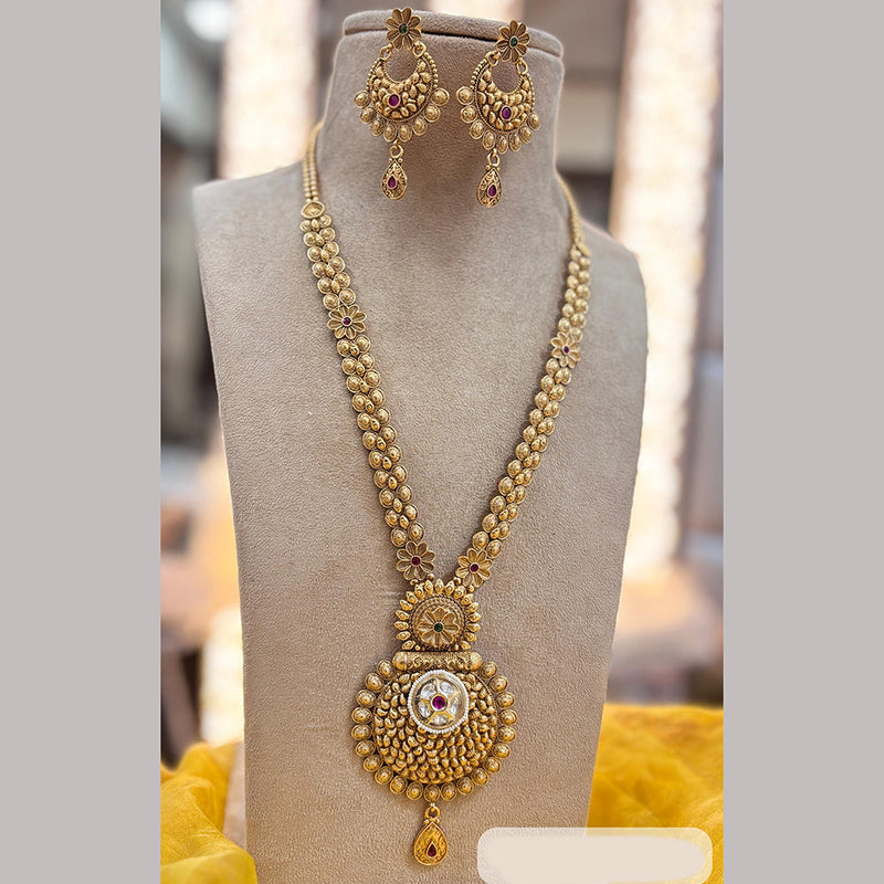 Jewel Addiction Gold Plated Pota Stone Long Necklace Set