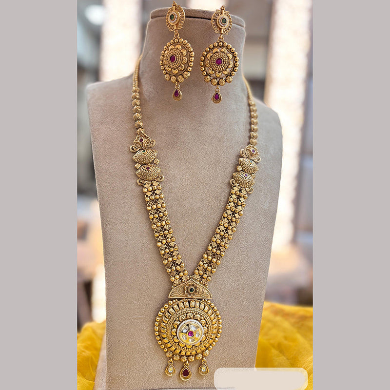 Jewel Addiction Gold Plated Pota Stone Long Necklace Set