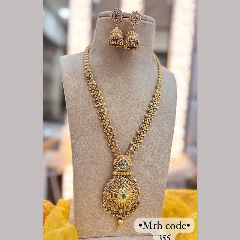 Jewel Addiction Gold Plated Pota Stone Long Necklace Set