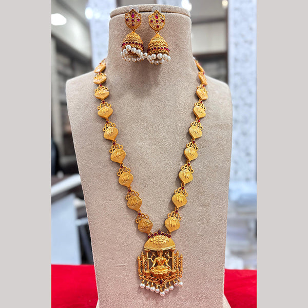 Jewel Addiction Gold Plated Pota Stone Temple Long Necklace Set