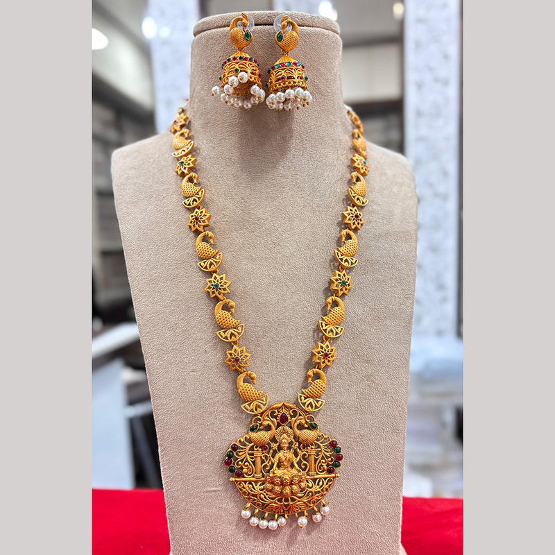 Jewel Addiction Gold Plated Pota Stone Temple Long Necklace Set