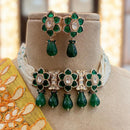Jewel Addiction Copper Gold Plated Polki Kundan Stone Beads Choker Necklace Set