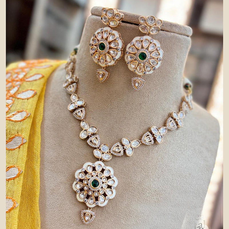 Jewel Addiction Gold Plated Polki Kundan Stone Meenakari Necklace Set