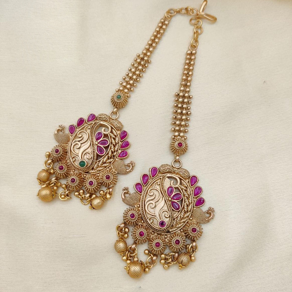 Jewel Addiction Gold Plated Pota Stone And Beads Maangtikka