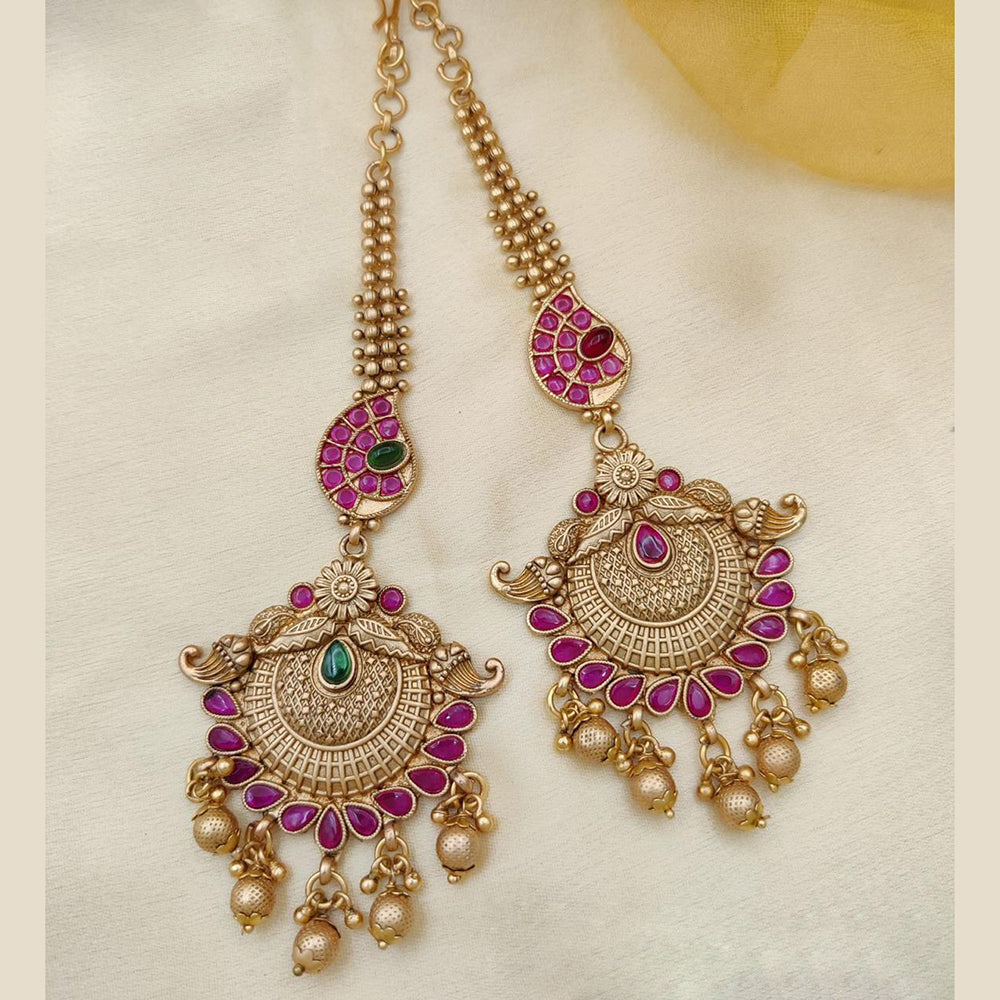 Jewel Addiction Gold Plated Pota Stone And Beads Maangtikka
