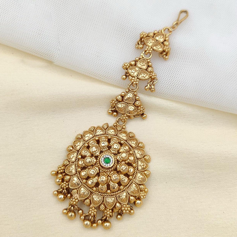 Jewel Addiction Gold Plated Pota Stone And Beads Maangtikka