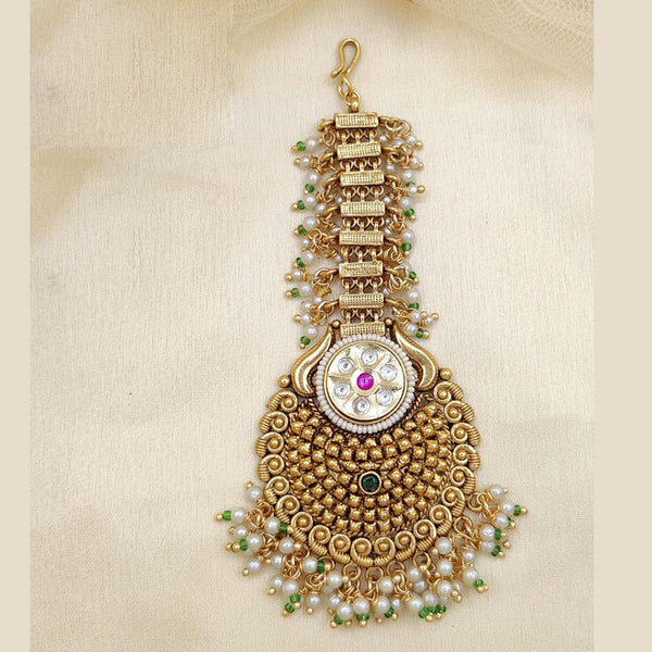 Jewel Addiction Gold Plated Pota Stone And Beads Maangtikka