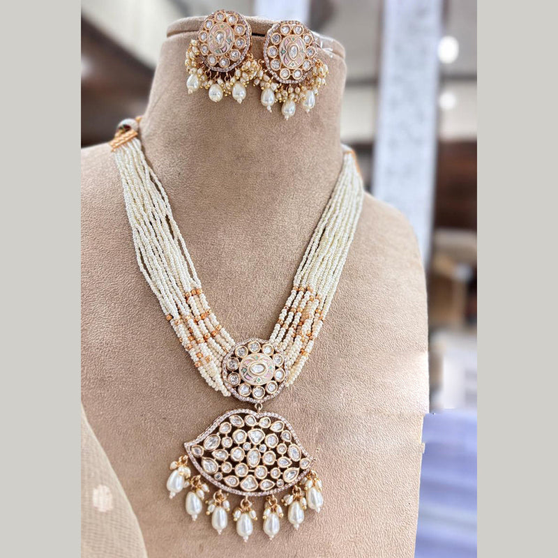 Jewel Addiction Gold Plated Polki Kundan Pearl And Beads Necklace Set