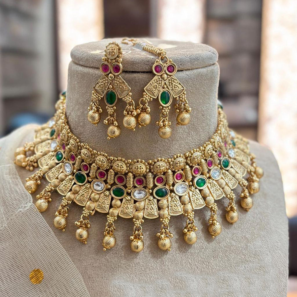 Jewel Addiction Gold Plated Pota Stone Necklace Set