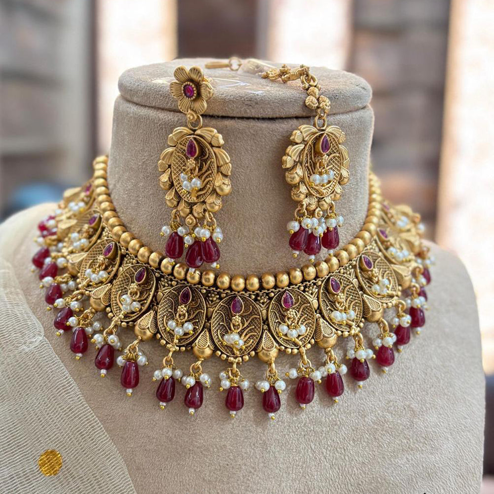 Jewel Addiction Gold Plated Pota Stone Necklace Set