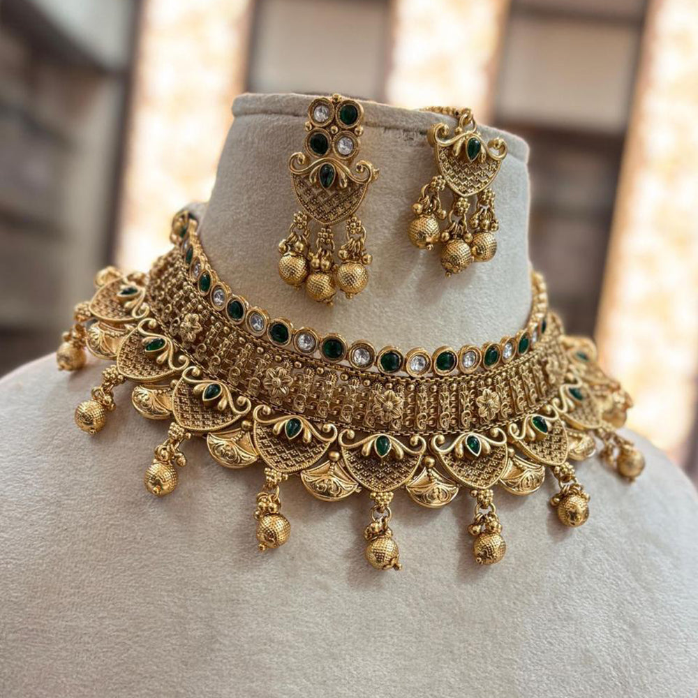Jewel Addiction Gold Plated Pota Stone Necklace Set