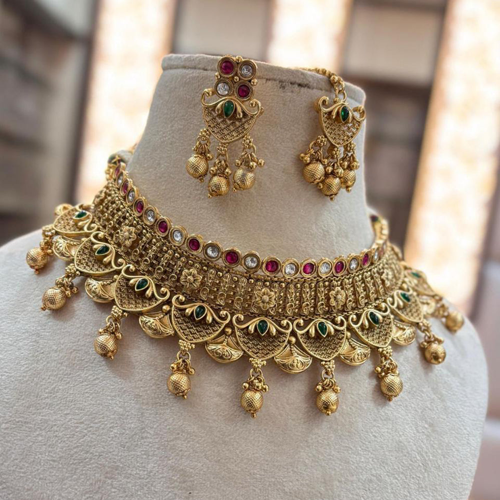 Jewel Addiction Gold Plated Pota Stone Necklace Set