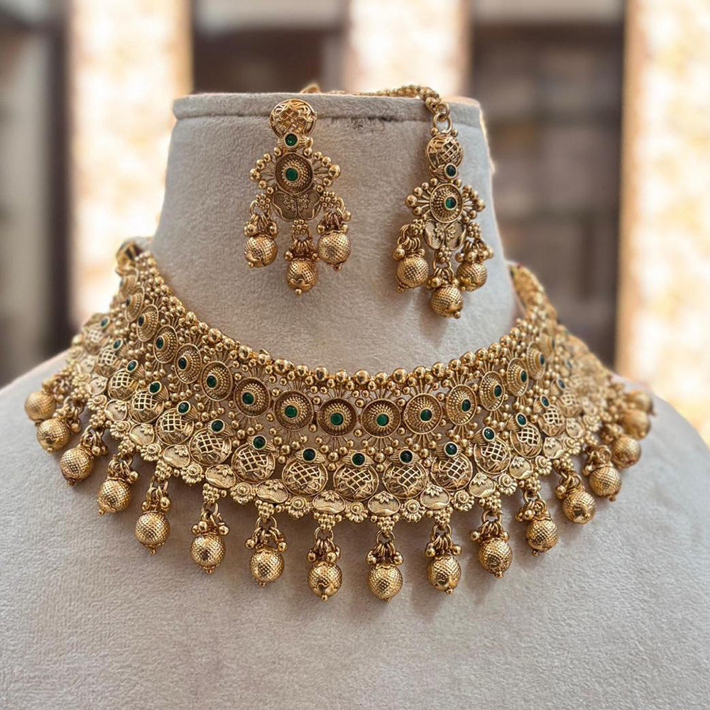 Jewel Addiction Gold Plated Pota Stone Necklace Set