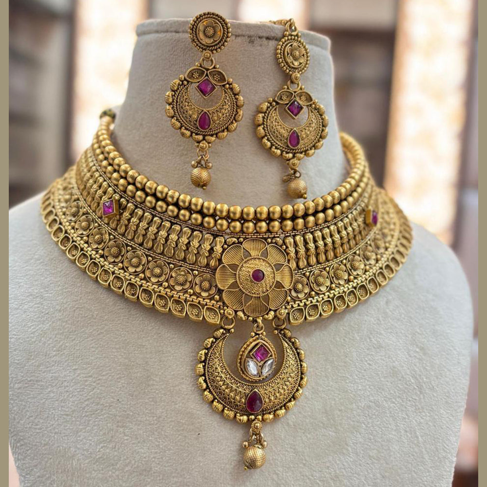 Jewel Addiction Gold Plated Pota Stone Necklace Set