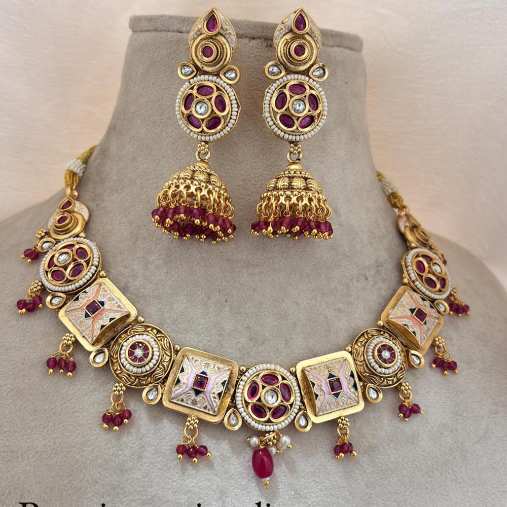 Jewel Addiction Gold Plated Pota Stone Necklace Set
