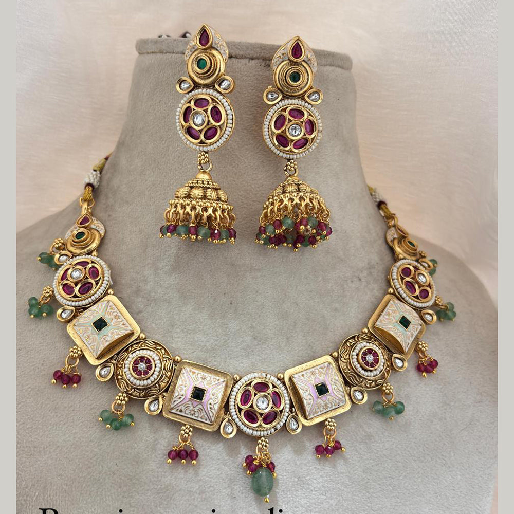 Jewel Addiction Gold Plated Pota Stone Necklace Set