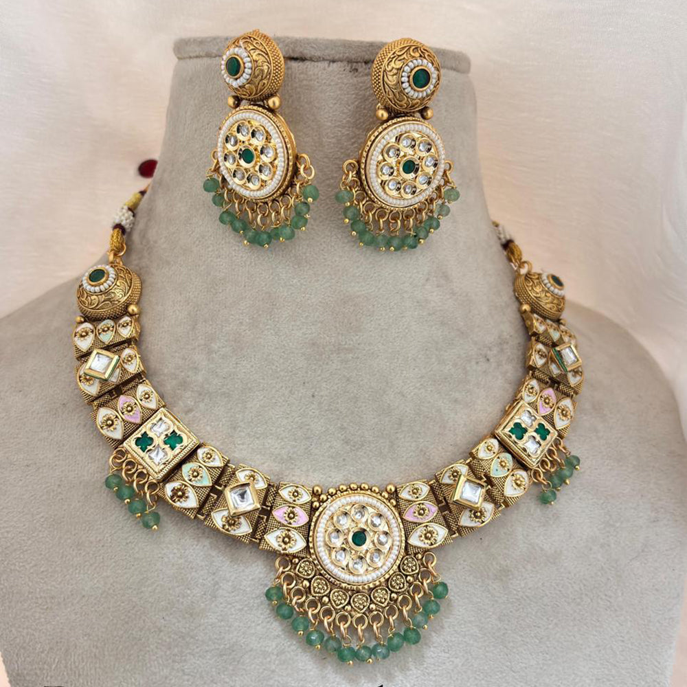 Jewel Addiction Gold Plated Pota Stone Necklace Set