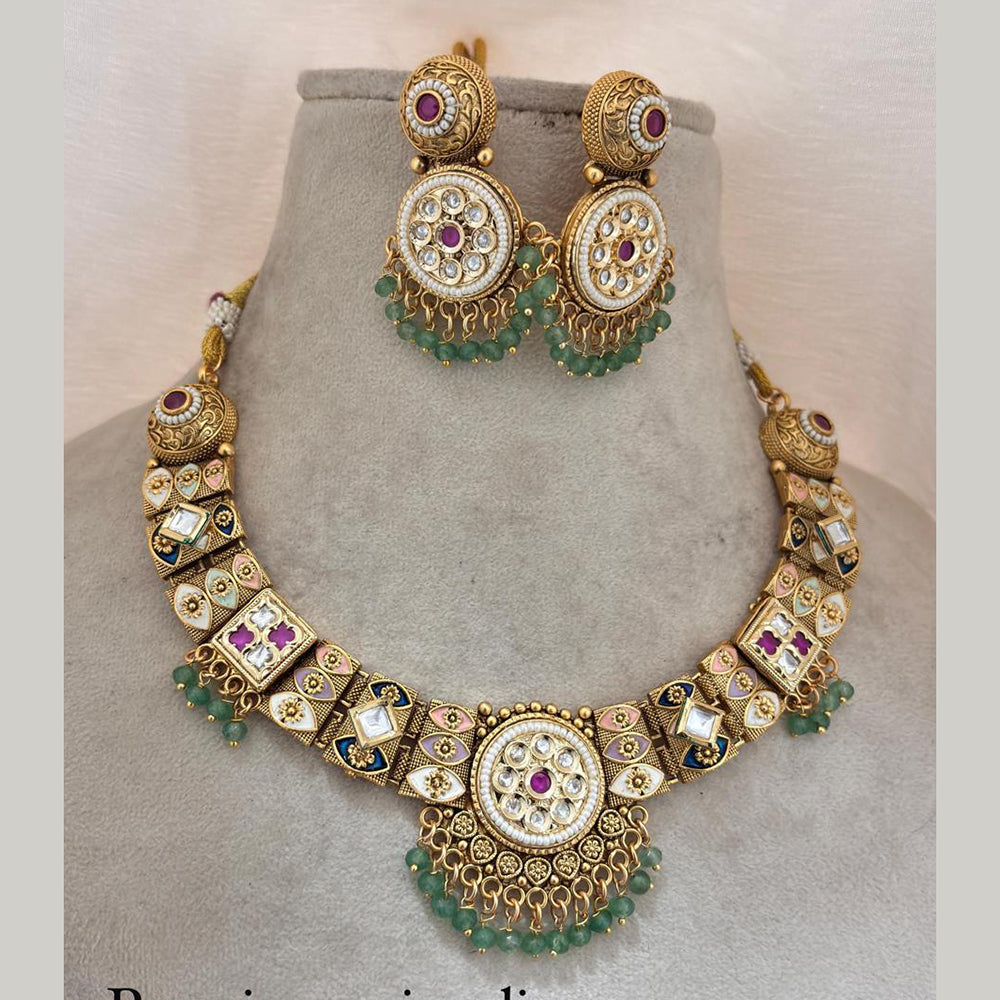 Jewel Addiction Gold Plated Pota Stone Necklace Set