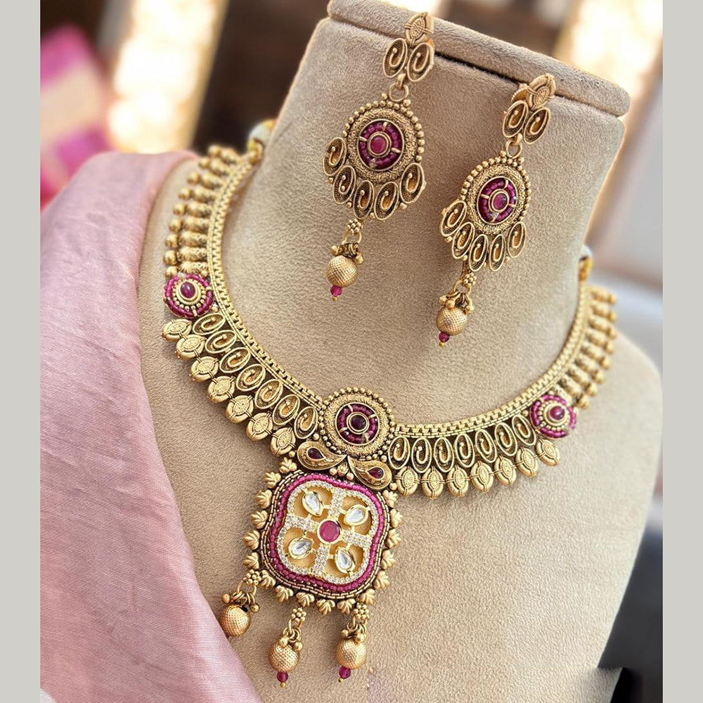 Jewel Addiction Gold Plated Pota Stone Necklace Set