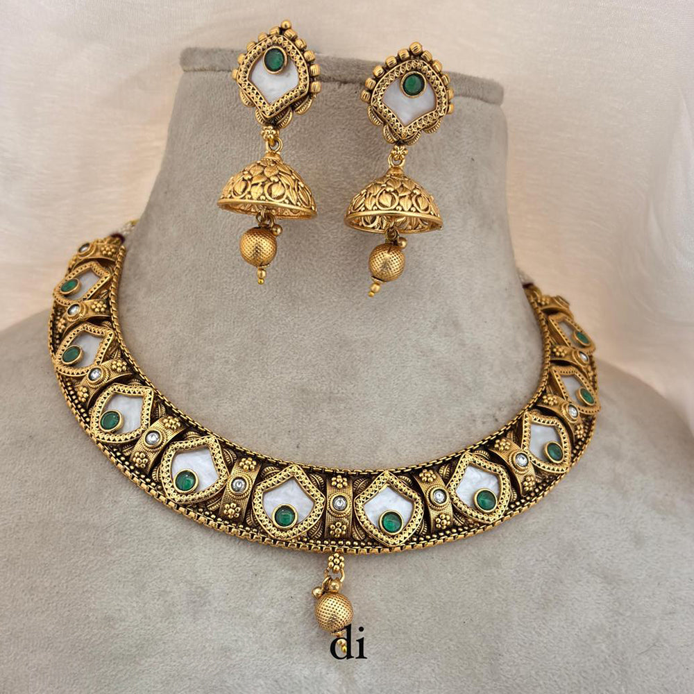 Jewel Addiction Gold Plated Pota Stone Necklace Set