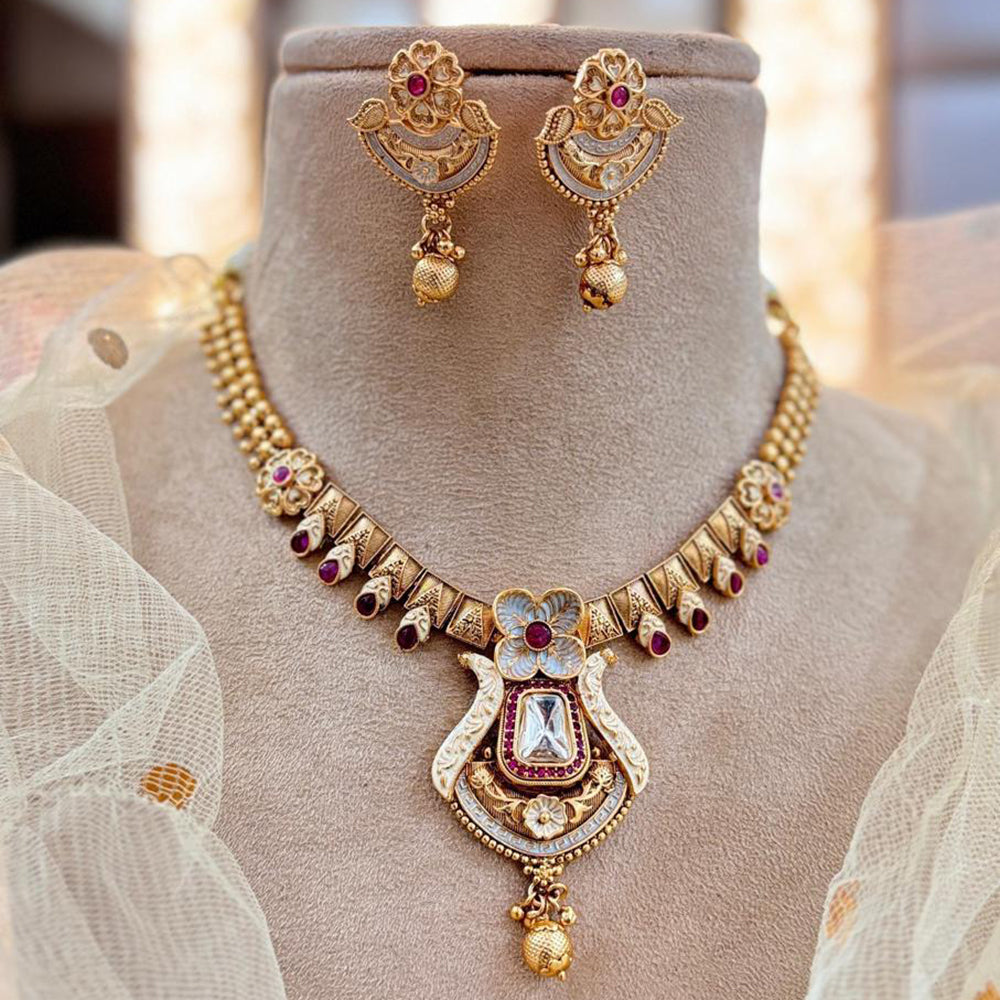 Jewel Addiction Gold Plated Pota Stone Necklace Set