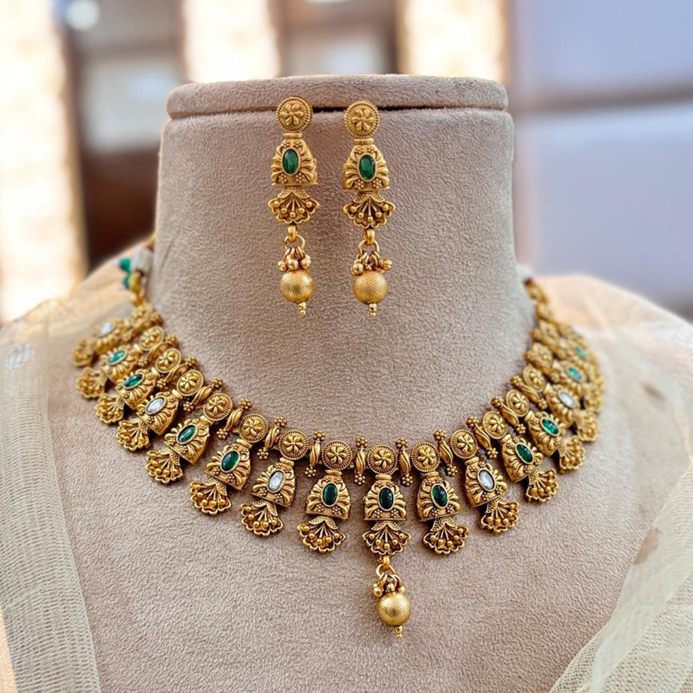 Jewel Addiction Gold Plated Pota Stone Necklace Set