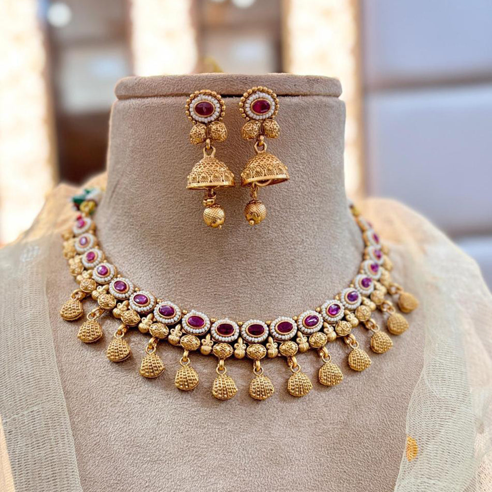 Jewel Addiction Gold Plated Pota Stone Necklace Set