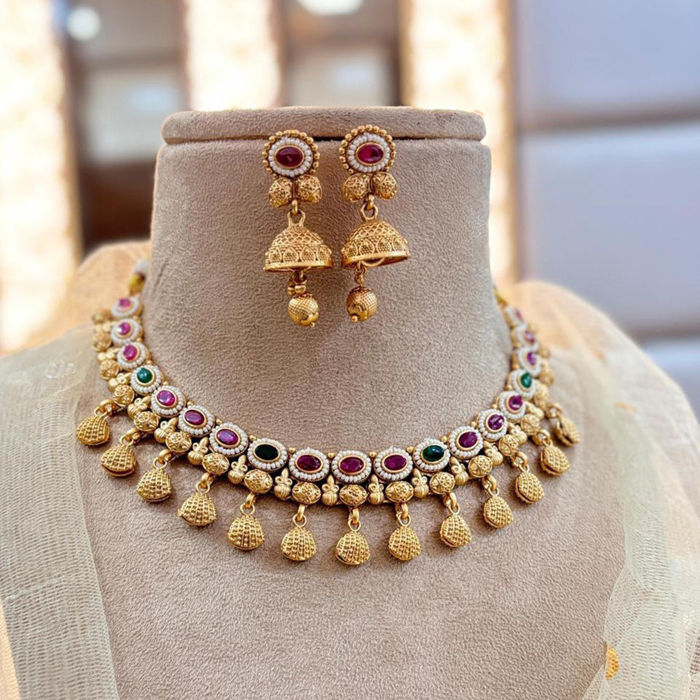 Jewel Addiction Gold Plated Pota Stone Necklace Set