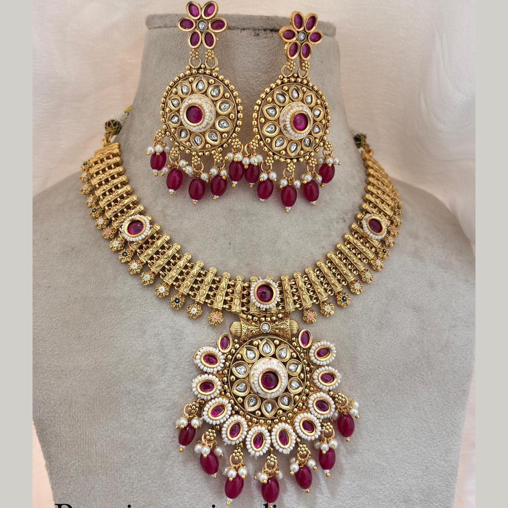 Jewel Addiction Gold Plated Pota Stone Necklace Set