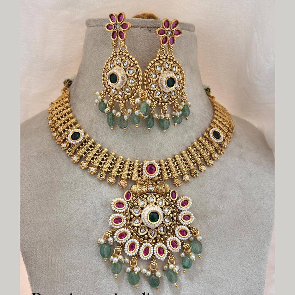 Jewel Addiction Gold Plated Pota Stone Necklace Set