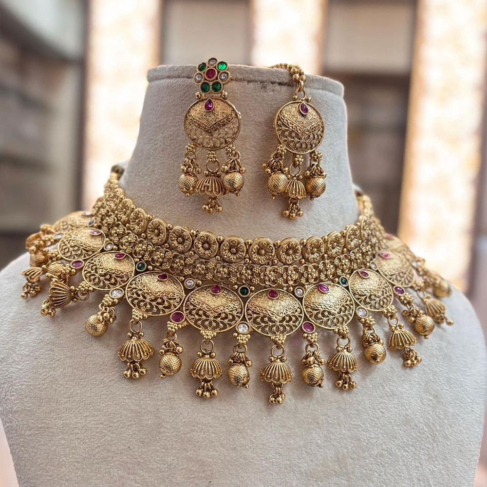 Jewel Addiction Gold Plated Pota Stone Necklace Set
