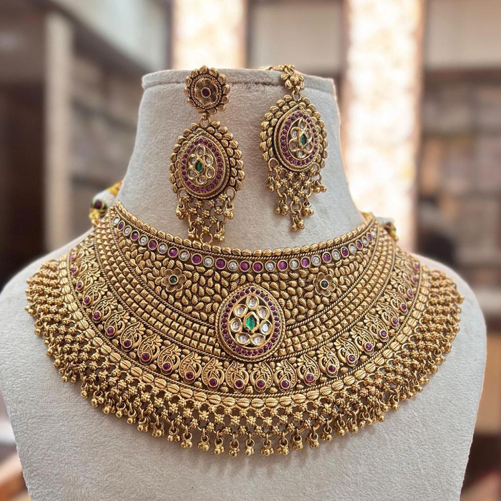 Jewel Addiction Gold Plated Pota Stone Necklace Set