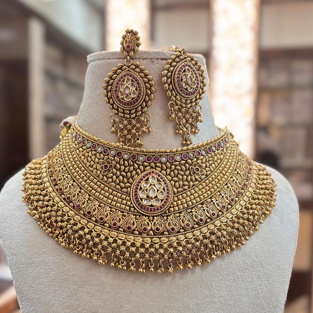 Jewel Addiction Gold Plated Pota Stone Necklace Set