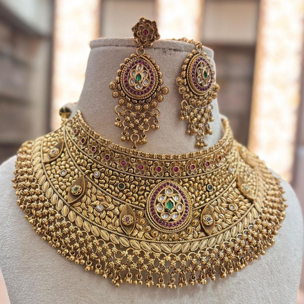 Jewel Addiction Gold Plated Pota Stone Necklace Set