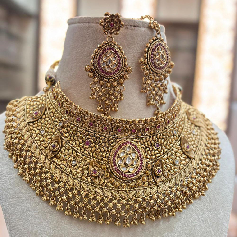 Jewel Addiction Gold Plated Pota Stone Necklace Set