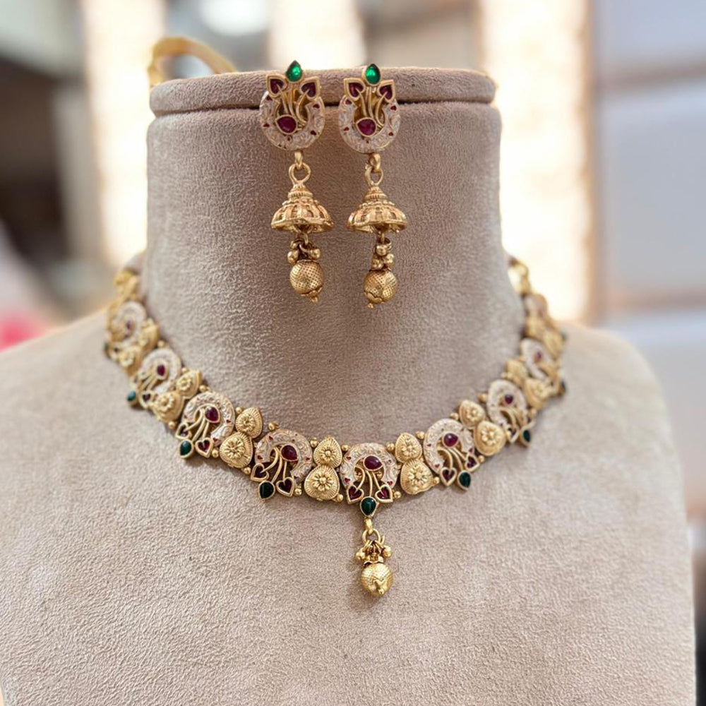 Jewel Addiction Gold Plated Pota Stone Necklace Set