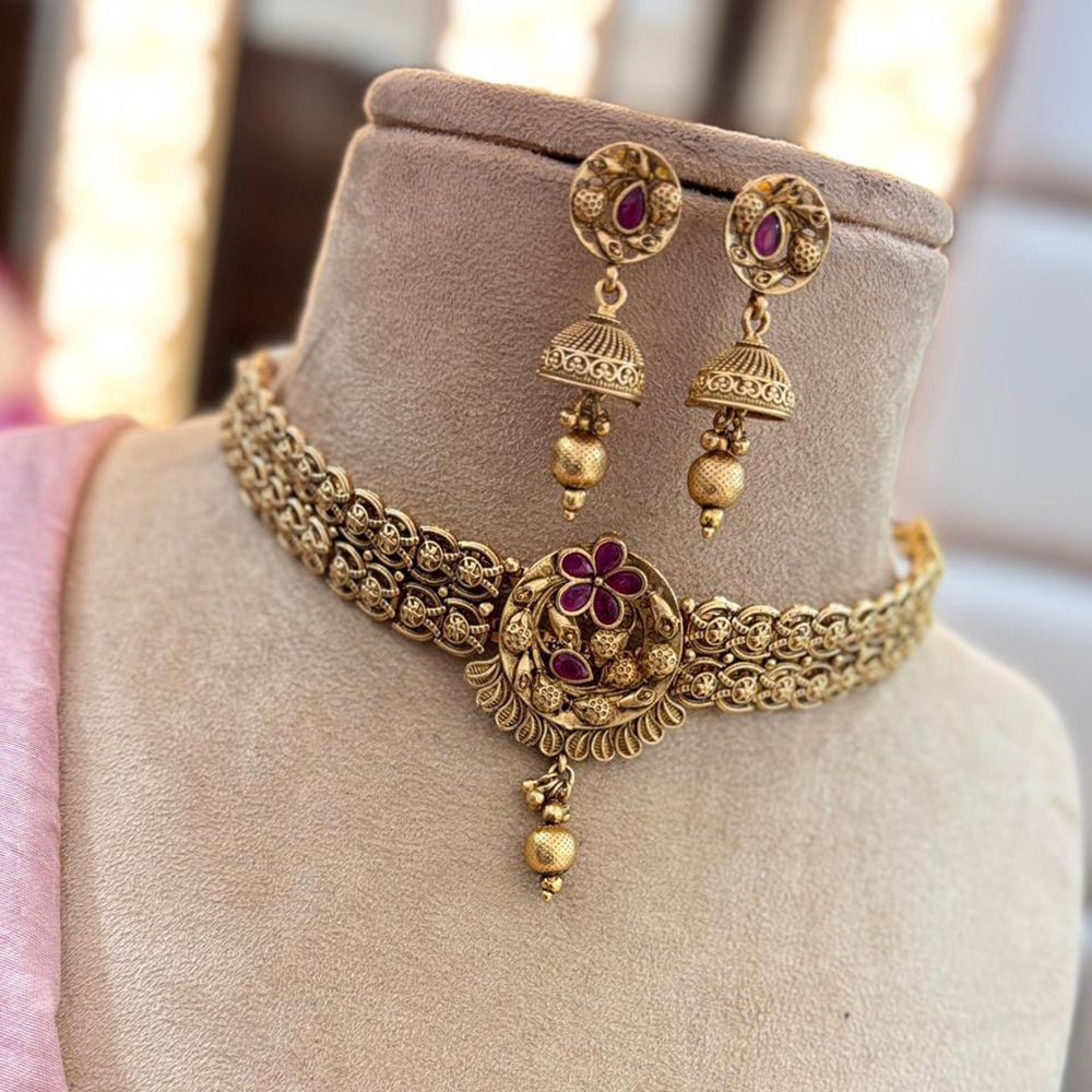 Jewel Addiction Gold Plated Pota Stone Necklace Set