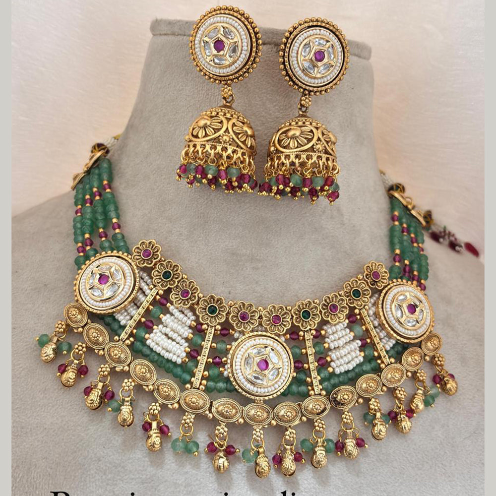 Jewel Addiction Gold Plated Pota Stone Necklace Set