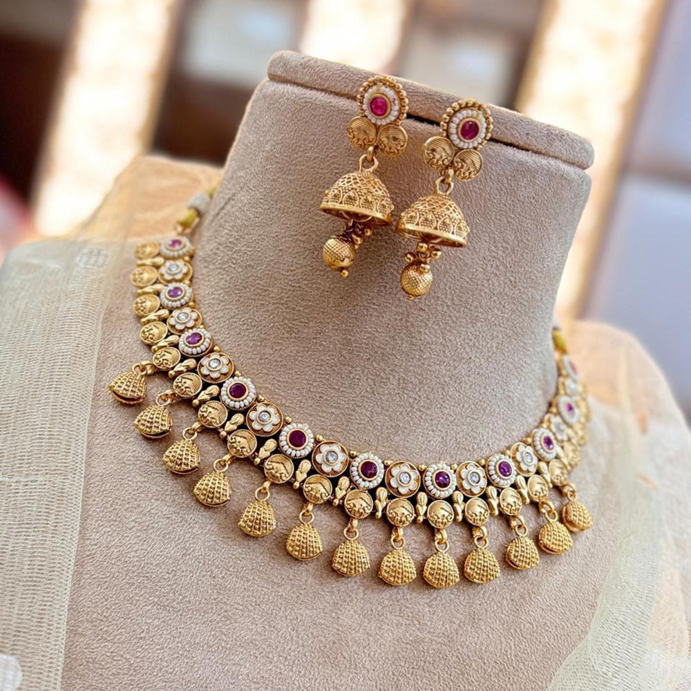 Jewel Addiction Gold Plated Pota Stone Necklace Set